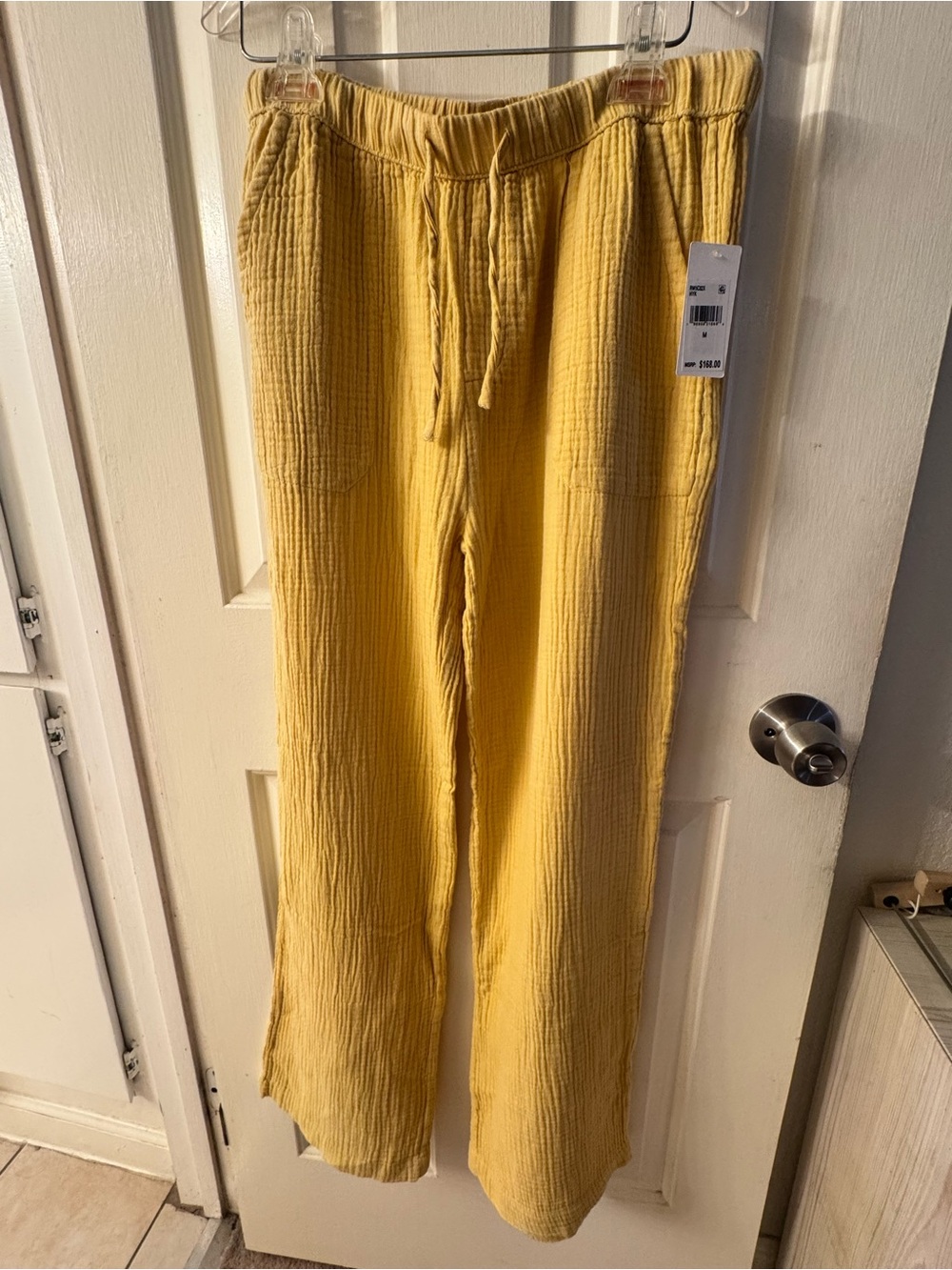 Splendid Mustard Yellow Gauze Drawstring Lounge Pants